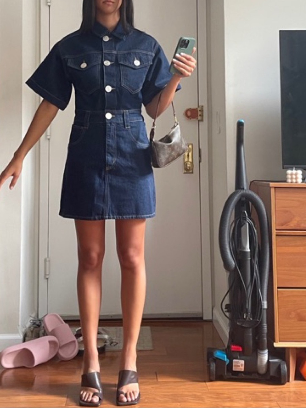 Frame Denim Dark Indigo Denim Mini Dress - Picture 3 of 3